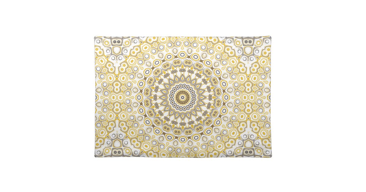 Mustard Yellow and Gray Mandala Design Cloth Placemat Zazzle