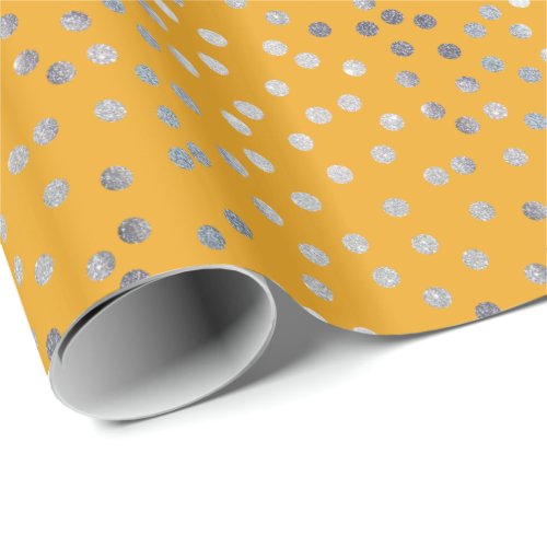 Mustard Yellow and Silver Glitter City Dots Wrapping Paper