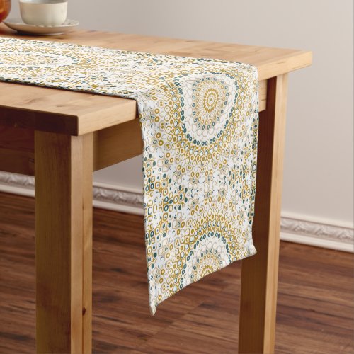 Mustard Yellow and Teal Mandala Design Medium Table Runner