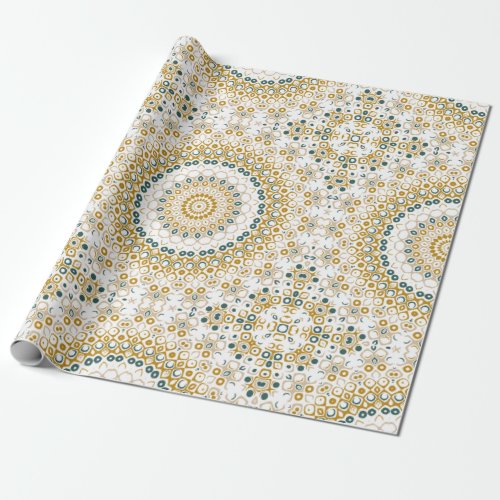 Mustard Yellow and Teal Mandala Design Wrapping Paper