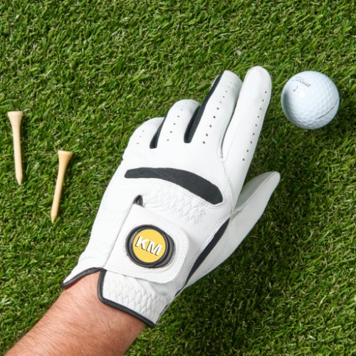 Mustard Yellow and White 3D  Modern Initial Golf Glove