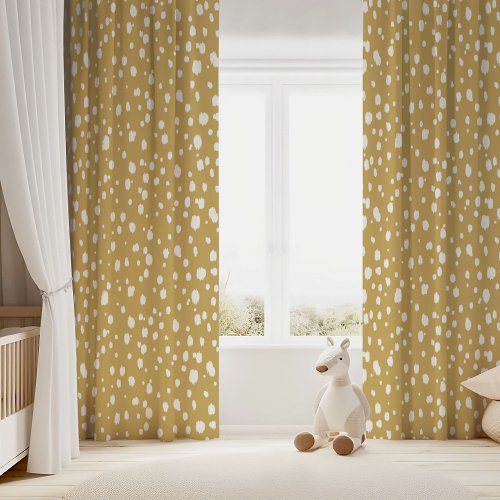 Mustard Yellow and White Abstract Dots Blackout Curtains