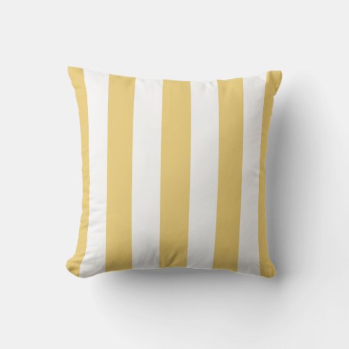 Mustard Yellow and White Awning Stripes Outdoor Pillow