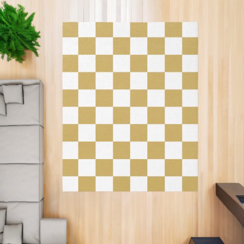 Mustard Yellow and White Checkerboard Rug