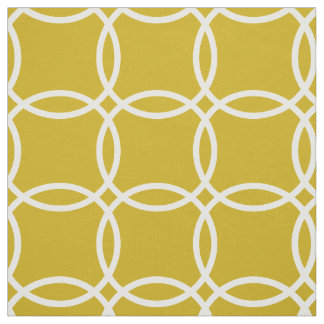 Mustard Yellow and white Geometric Pattern Fabric