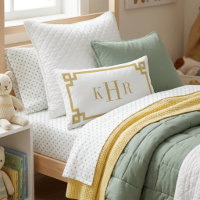 Mustard Yellow and White Greek Key | Monogrammed