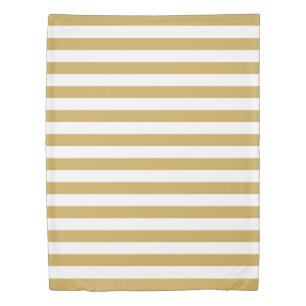 Mustard Yellow and White Stripes Duvet Cover