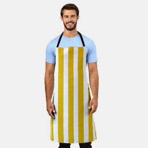 Mustard Yellow and White Vertical Stripes Chef Apron