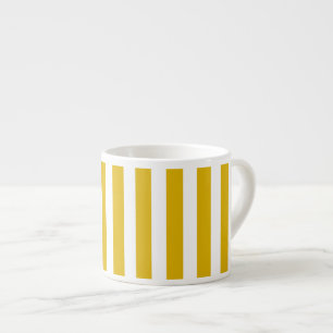 Mustard Yellow and White Vertical Stripes Espresso Cup