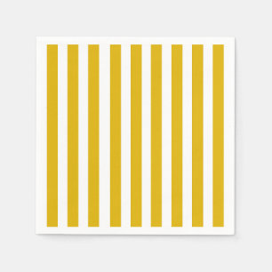 Mustard Yellow and White Vertical Stripes Napkins