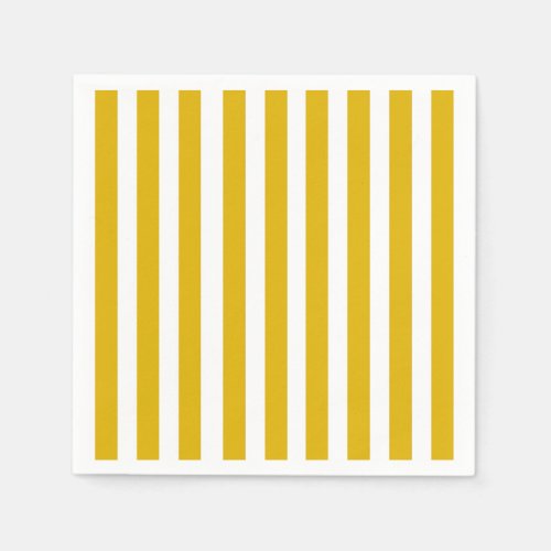 Mustard Yellow and White Vertical Stripes Napkins