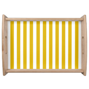 Mustard Yellow and White Vertical Stripes Serving Tray