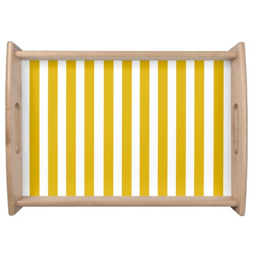 Mustard Yellow and White Vertical Stripes Serving Tray