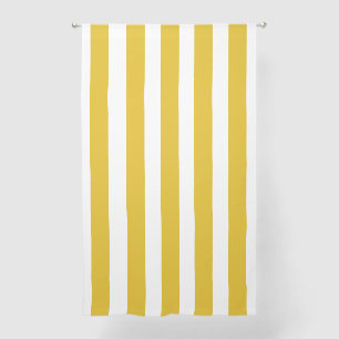 Mustard Yellow and White Vertical Stripes Sheer Curtains