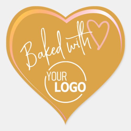 Mustard Yellow Baked Love Homemade Baking Logo Heart Sticker
