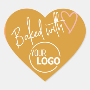 Mustard Yellow Baked Love Homemade Baking Logo Heart Sticker