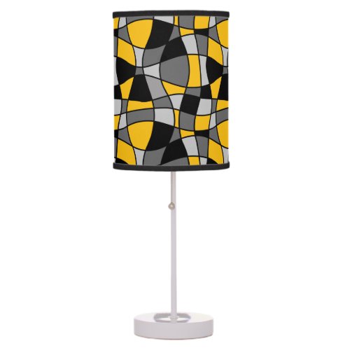 Mustard Yellow Black Gray Retro Mid_Century Table Lamp