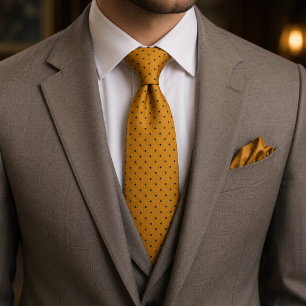 Mustard Yellow Black Italian Power Luxury Neck Tie