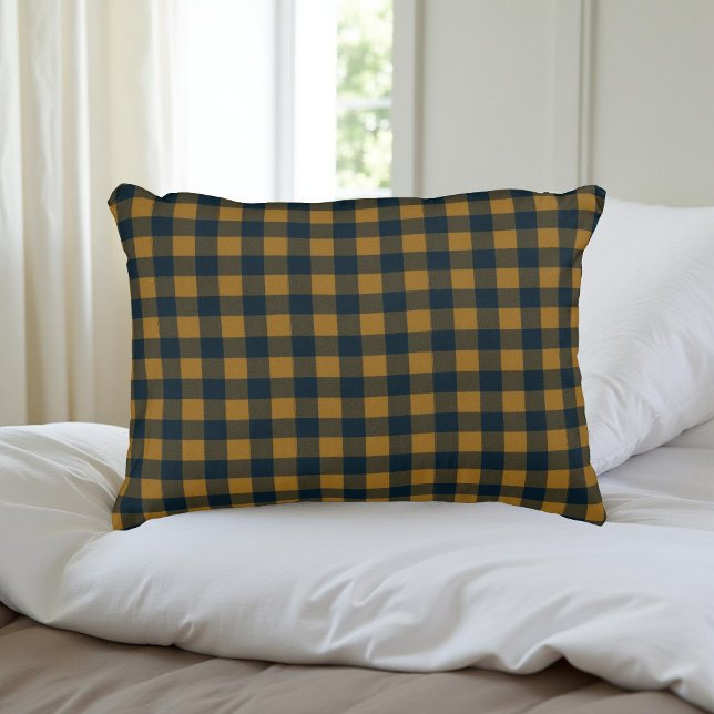 Mustard Yellow Buffalo Plaid Rustic Pattern Decor Accent Pillow (Creator Uploaded)