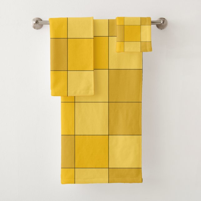 Mustard Yellow Checkerboard  Bath Towel Set (Insitu)