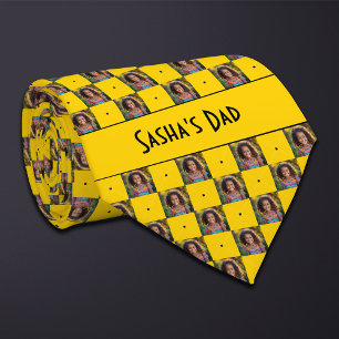 Mustard Yellow Checkered Photo Neck Tie