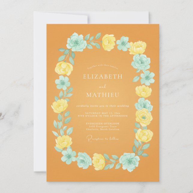 Mustard Yellow Cheerful Summer Wedding Invitation (Front)