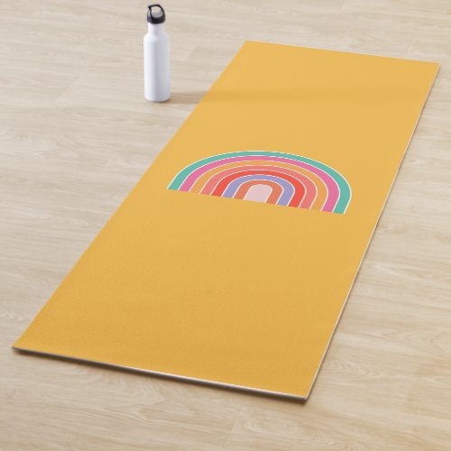 Mustard Yellow Colorful Rainbow Yoga Mat