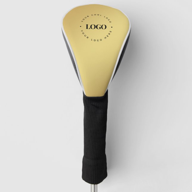 Mustard Yellow Custom Round Business Logo Company Golf Head Cover (Front)