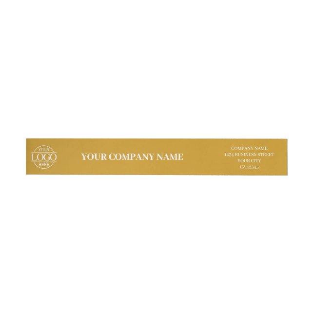 Mustard Yellow Custom Simple Business Logo Branded Wrap Around Label (Individual)