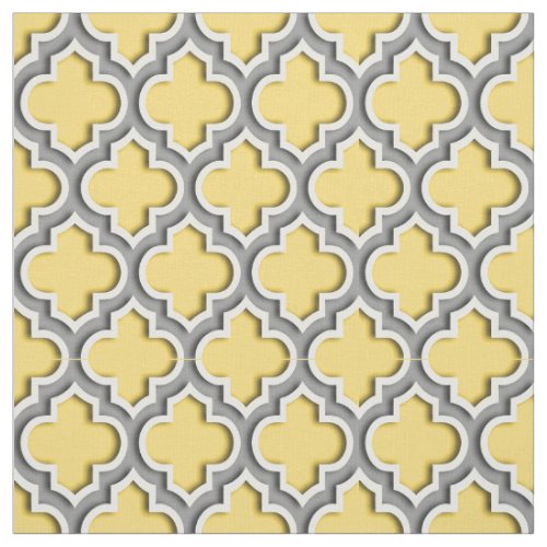 Mustard Yellow Dark Gray Moroccan Quatrefoil 5DS Fabric