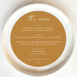 Mustard Yellow Fall Wedding | Minimalist Circle Menu<br><div class="desc">Brighten your celebration with this modern round menu card in a bold mustard yellow hue. Featuring a clean, minimalist layout with warm ochre boho undertones, this design adds a playful yet refined touch to any autumn event. The circular format brings a modern twist that stands out on reception tables. Ideal...</div>