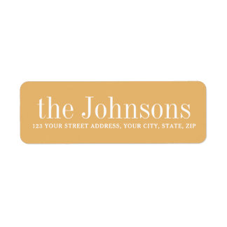 Mustard yellow family name return address label