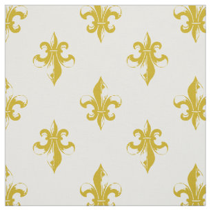 Mustard Yellow Fleur De Lis Pattern Fabric