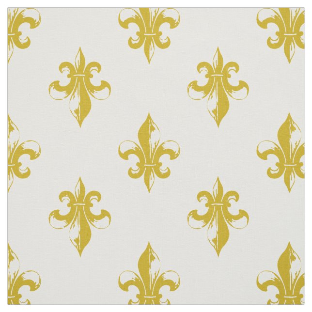 Mustard Yellow Fleur De Lis Pattern Fabric (Swatch)