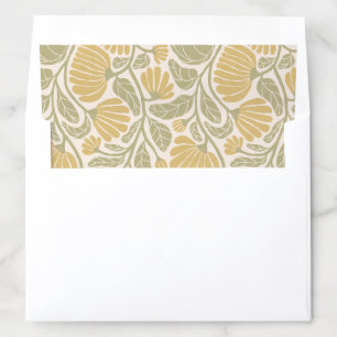 Mustard Yellow Floral Damask with Sage Green Vine  Envelope Liner