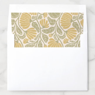 Mustard Yellow Floral Damask with Sage Green Vine  Envelope Liner