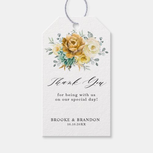 Mustard Yellow Floral Modern Wedding Thank you Gift Tags