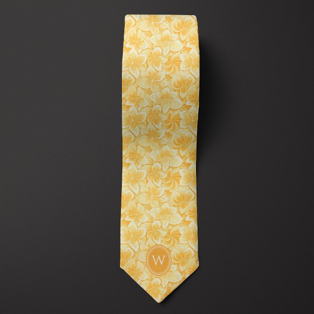 Mustard Yellow Floral Monogram Neck Tie (Creator Uploaded)