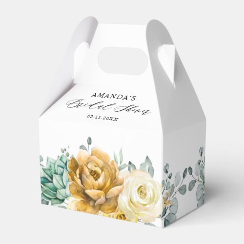 Mustard Yellow Floral Sage Greenery Bridal Shower Favor Boxes