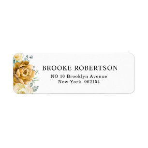 Mustard Yellow Floral Sage Greenery Modern Wedding Label