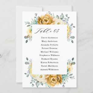 Mustard Yellow Floral Sage Wedding Seating Chart Invitation