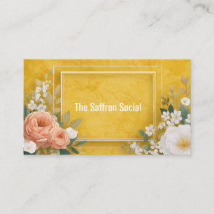 Mustard Yellow Floral Watercolor Geometric Rose Business Card