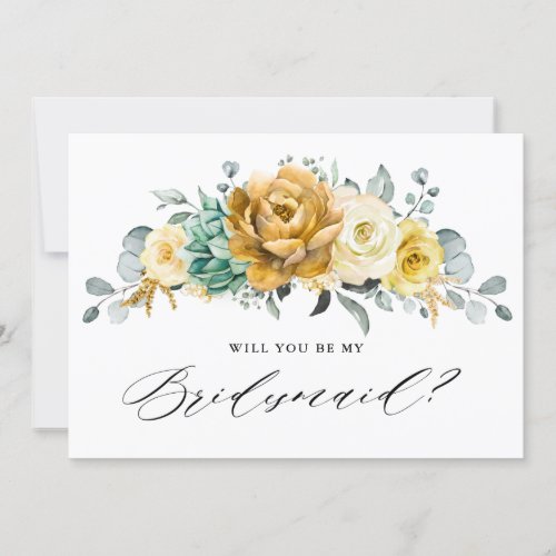 Mustard Yellow Floral Will you be my Bridesmaid Invitation