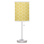Mustard Yellow Geometric Honeycomb Hexagon Pattern Table Lamp (Left)