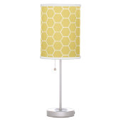 Mustard Yellow Geometric Honeycomb Hexagon Pattern Table Lamp (Right)