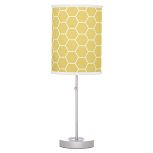 Mustard Yellow Geometric Honeycomb Hexagon Pattern Table Lamp