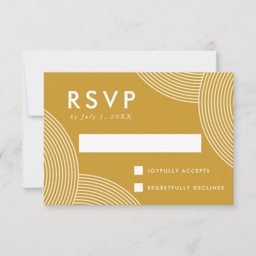 Mustard Yellow Geometric Swirl Wedding RSVP Card