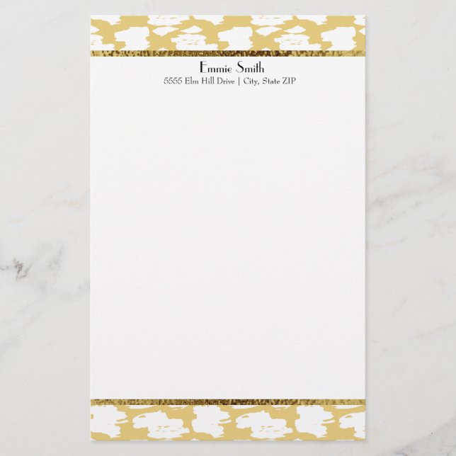 Mustard Yellow Gold White Personalized Stationery (Front)