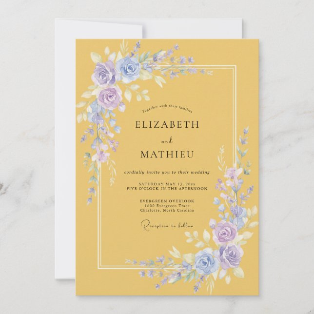 Mustard Yellow Graceful Spring Wedding Invitation (Front)