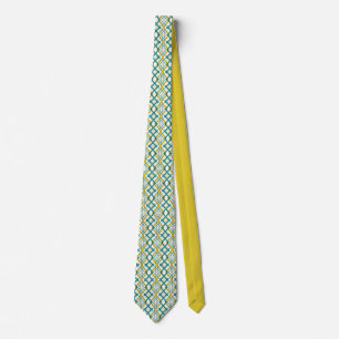 Mustard Yellow Green Blue Purple Geometric Pattern Neck Tie